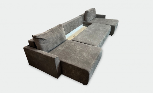 Угловой П-образный диван-кровать Марсель серый темный фото 3