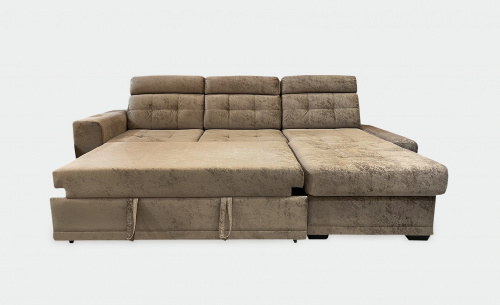 Угловой диван-кровать с оттоманкой Мартин коричневый Ткань 1 фото 2