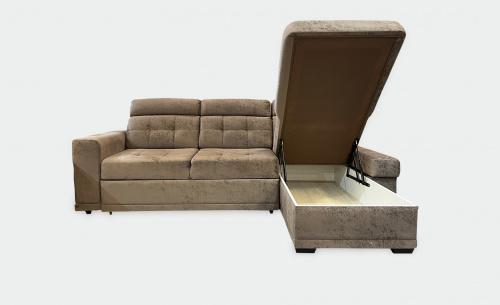 Угловой диван-кровать с оттоманкой Мартин коричневый Ткань 1 фото 3